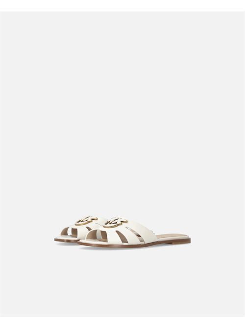 Ciabattine in pelle con logo Love Birds PINKO | SD0463P001Z12